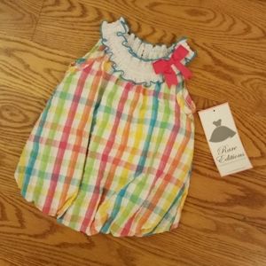 NWT Rare Editions Infant Girls Plaid Bubble Romper